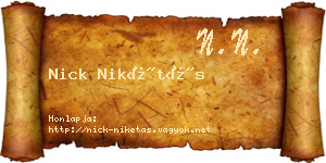 Nick Nikétás névjegykártya